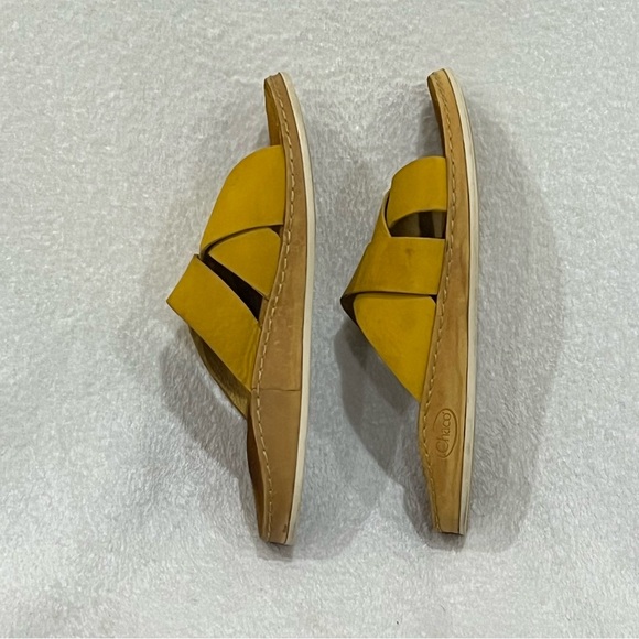Chaco Ochre Yellow Wayfarer Slide Leather Sandals Size 8 - Picture 8 of 12